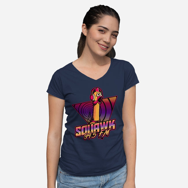 Chicken Vaporwave Radio-Womens-V-Neck-Tee-Studio Mootant