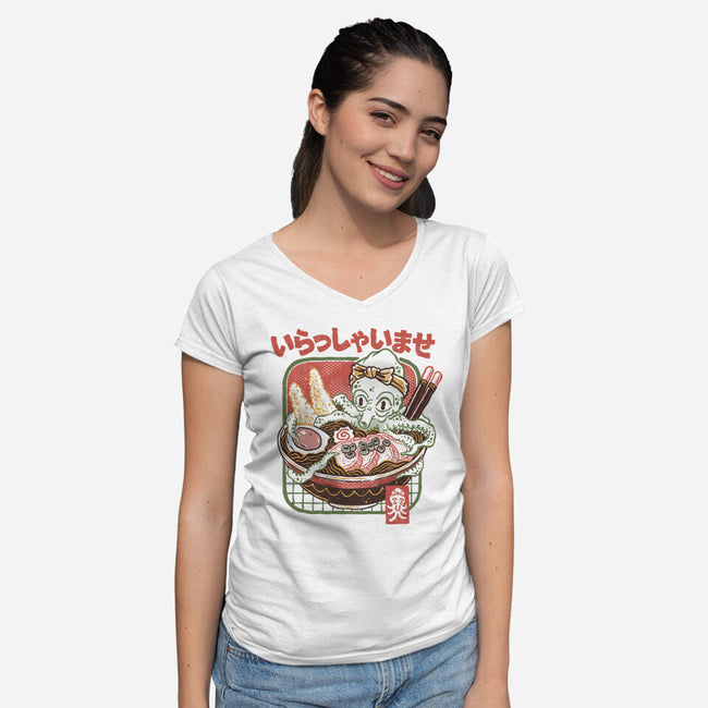 Welcome Ramen Lovers-Womens-V-Neck-Tee-glitchygorilla