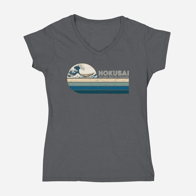 Retro Hokusai-Womens-V-Neck-Tee-DrMonekers