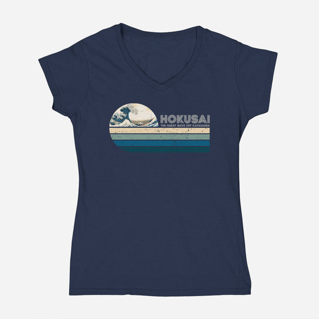Retro Hokusai-Womens-V-Neck-Tee-DrMonekers