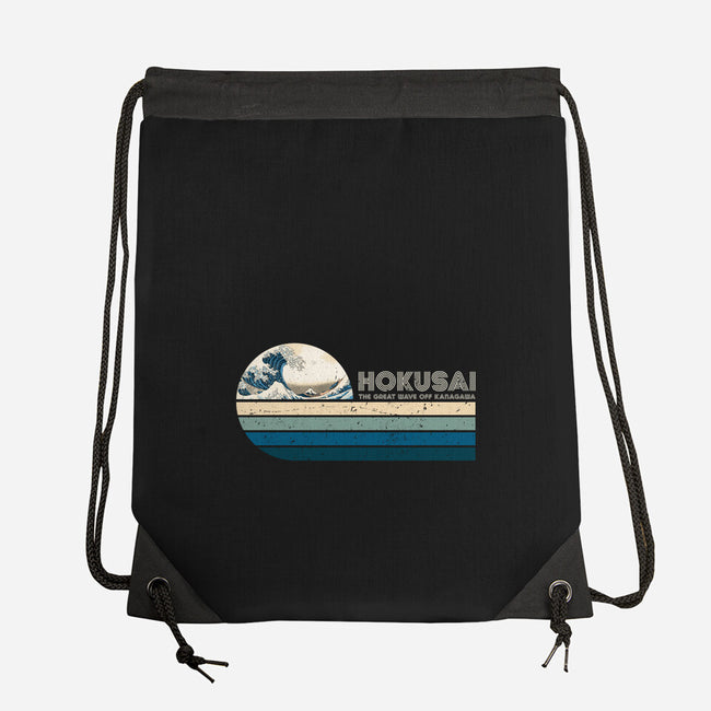 Retro Hokusai-None-Drawstring-Bag-DrMonekers