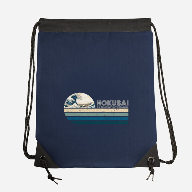 Retro Hokusai-None-Drawstring-Bag-DrMonekers