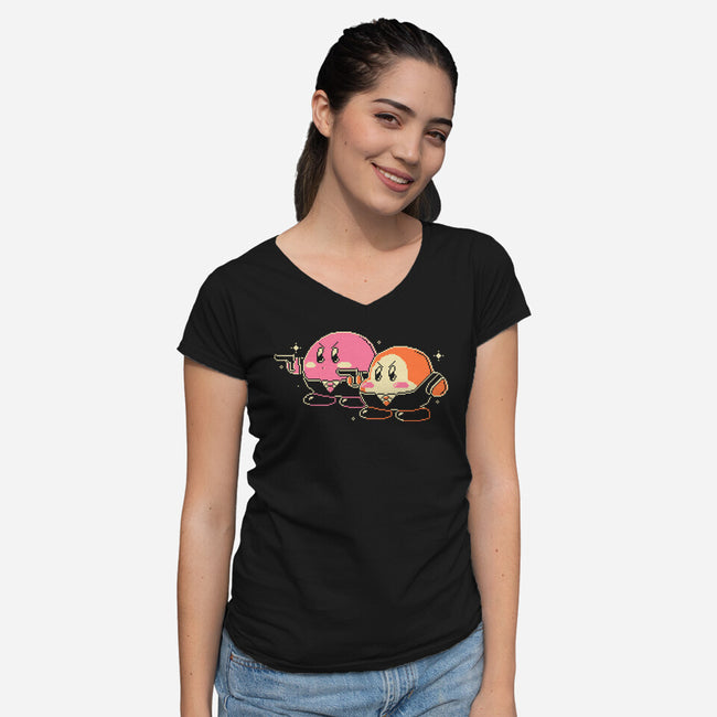 Puff Fiction-Womens-V-Neck-Tee-naomori