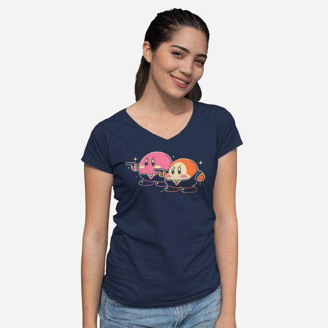Puff Fiction-Womens-V-Neck-Tee-naomori