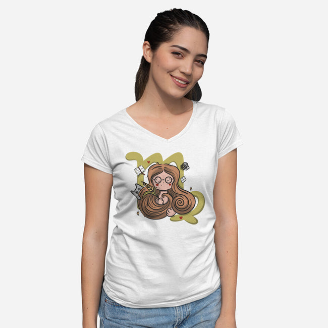 Celestial Virgo-Womens-V-Neck-Tee-OnlyColorsDesigns