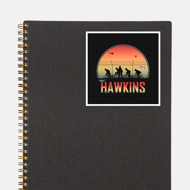 Hawkins Keep Back-None-Glossy-Sticker-alfbocreative