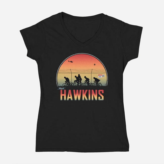 Hawkins Keep Back-Womens-V-Neck-Tee-alfbocreative