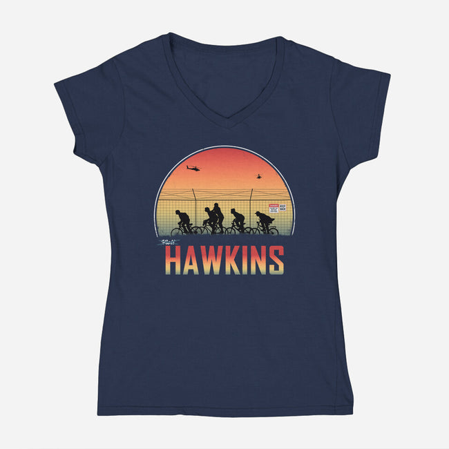 Hawkins Keep Back-Womens-V-Neck-Tee-alfbocreative
