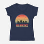 Hawkins Keep Back-Womens-V-Neck-Tee-alfbocreative