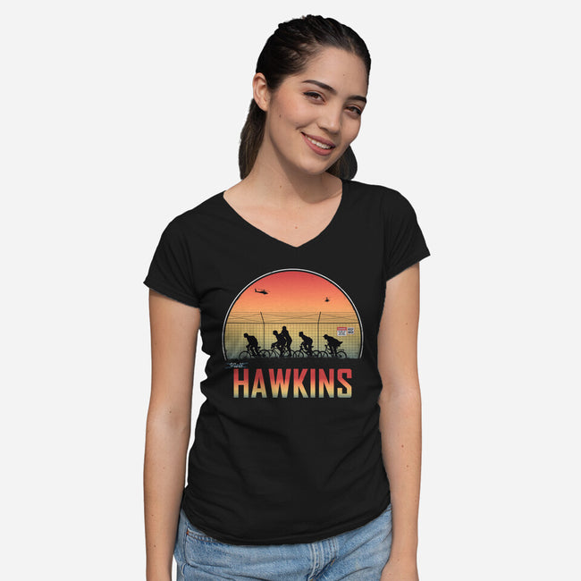 Hawkins Keep Back-Womens-V-Neck-Tee-alfbocreative