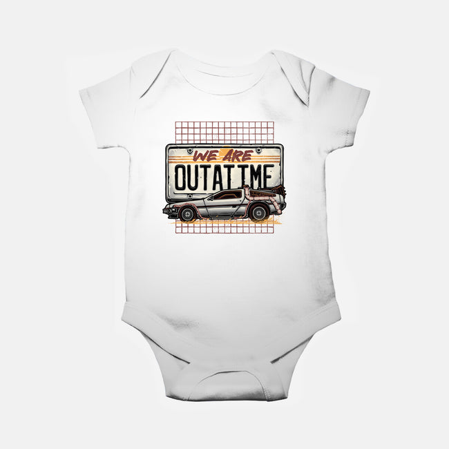 We Are Outatime-Baby-Basic-Onesie-glitchygorilla