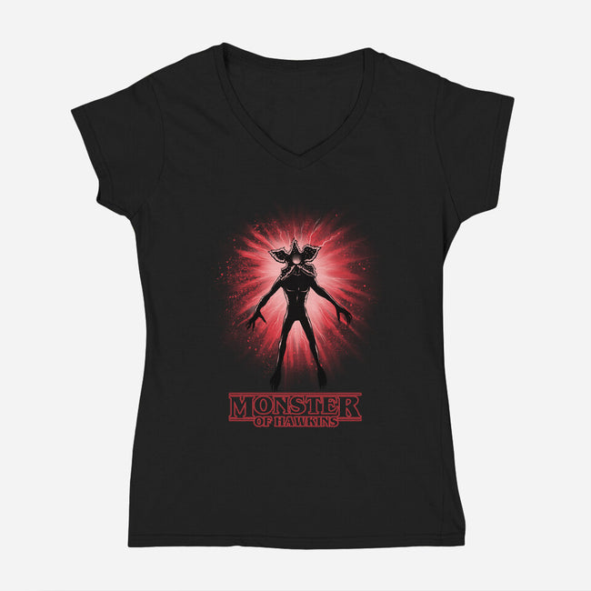 Flower Face Monster-Womens-V-Neck-Tee-rmatix