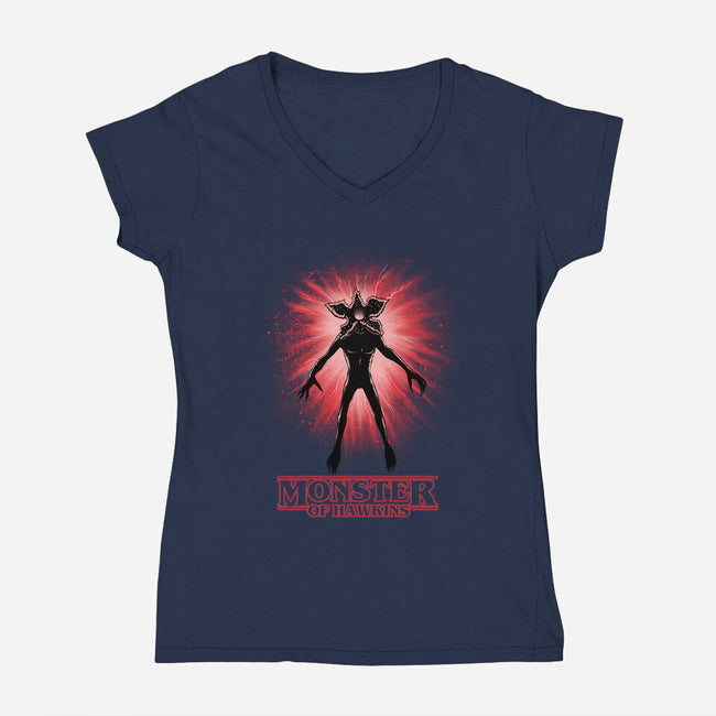 Flower Face Monster-Womens-V-Neck-Tee-rmatix