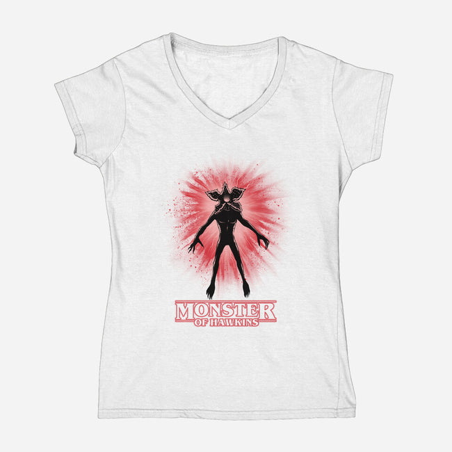 Flower Face Monster-Womens-V-Neck-Tee-rmatix