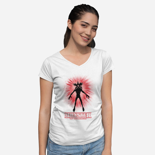 Flower Face Monster-Womens-V-Neck-Tee-rmatix