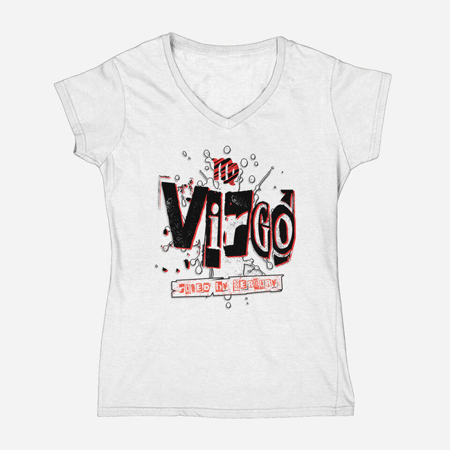 Virgo Ruled By Mercury-Womens-V-Neck-Tee-palmstreet