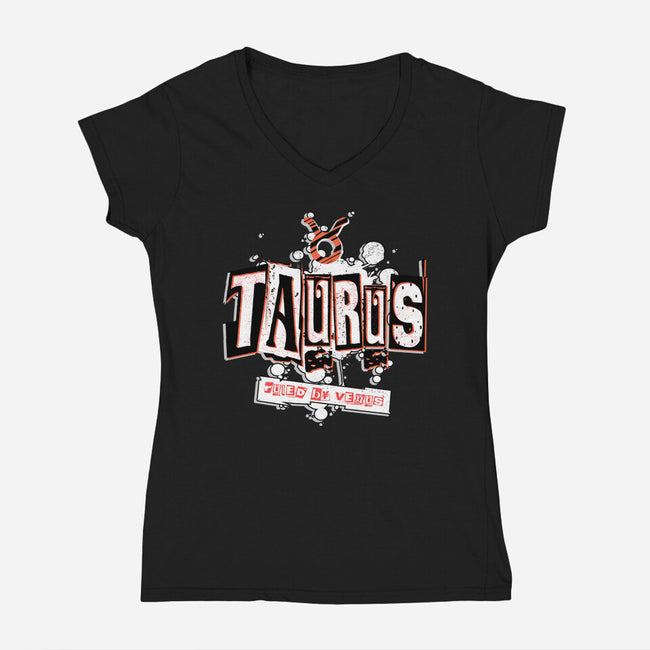 Taurus Ruled By Venus-Womens-V-Neck-Tee-palmstreet