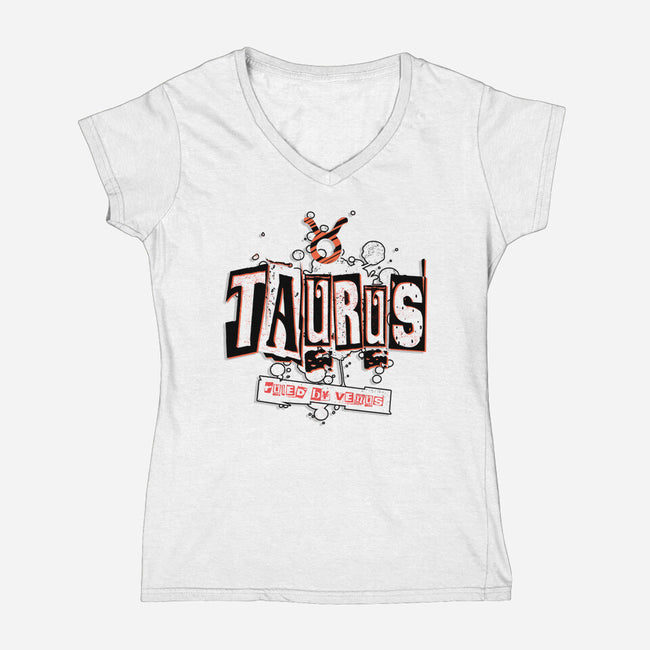 Taurus Ruled By Venus-Womens-V-Neck-Tee-palmstreet
