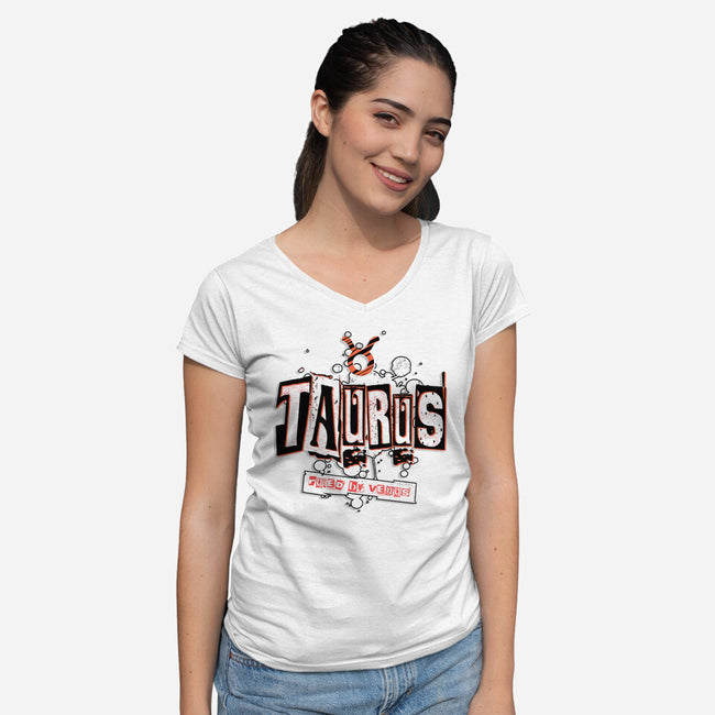 Taurus Ruled By Venus-Womens-V-Neck-Tee-palmstreet