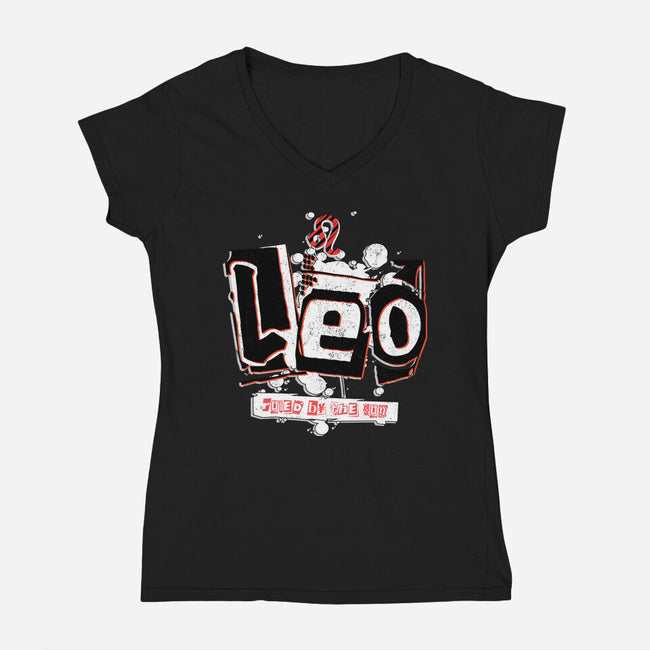 Leo Ruled By The Sun-Womens-V-Neck-Tee-palmstreet