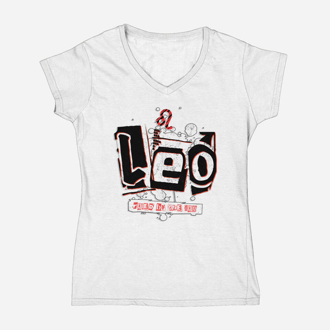 Leo Ruled By The Sun-Womens-V-Neck-Tee-palmstreet