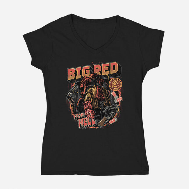 Big Red From Hell-Womens-V-Neck-Tee-glitchygorilla