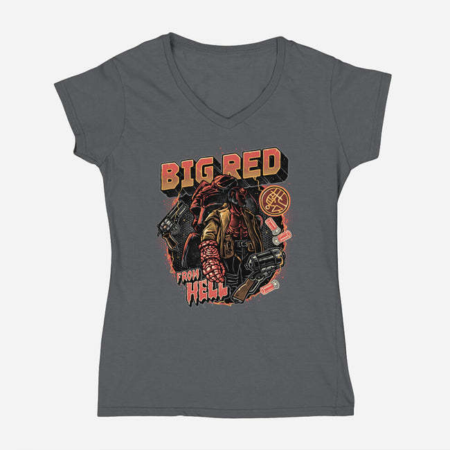 Big Red From Hell-Womens-V-Neck-Tee-glitchygorilla