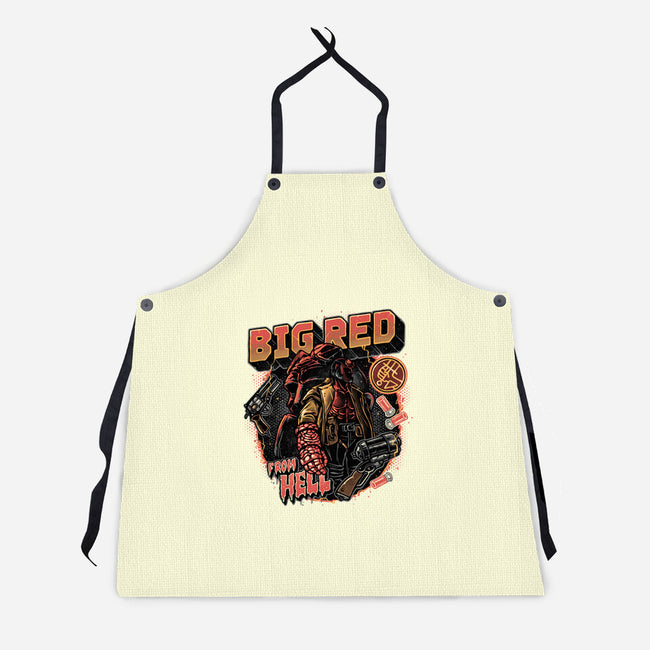 Big Red From Hell-Unisex-Kitchen-Apron-glitchygorilla