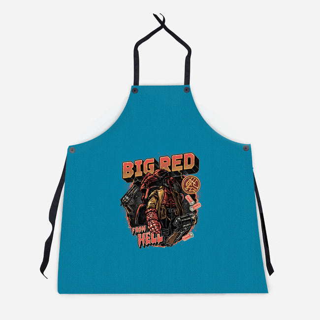 Big Red From Hell-Unisex-Kitchen-Apron-glitchygorilla