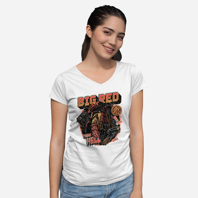 Big Red From Hell-Womens-V-Neck-Tee-glitchygorilla
