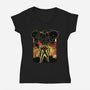 Space Hunter Line-art Shadow Nebula-Womens-V-Neck-Tee-Astrobot Invention