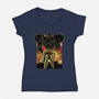 Space Hunter Line-art Shadow Nebula-Womens-V-Neck-Tee-Astrobot Invention