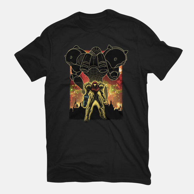 Space Hunter Line-art Shadow Nebula-Womens-Fitted-Tee-Astrobot Invention