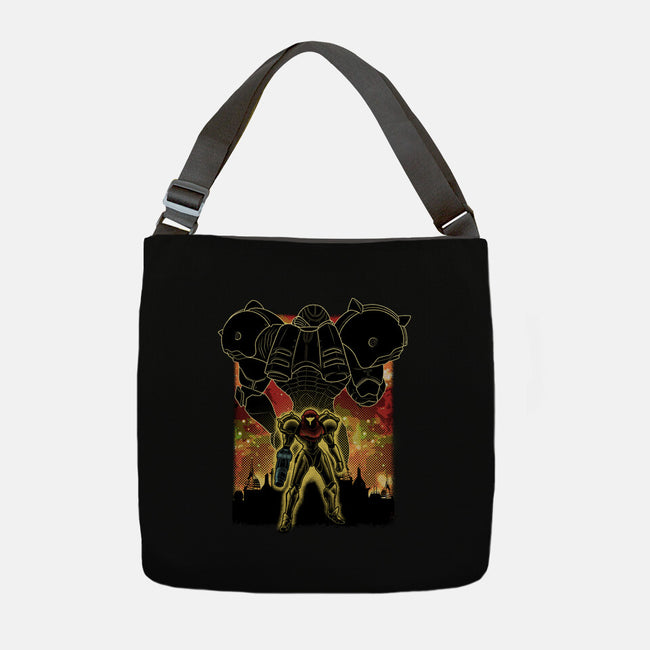 Space Hunter Line-art Shadow Nebula-None-Adjustable Tote-Bag-Astrobot Invention
