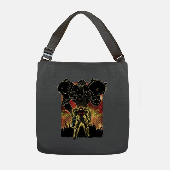 Space Hunter Line-art Shadow Nebula-None-Adjustable Tote-Bag-Astrobot Invention