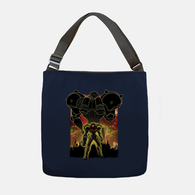 Space Hunter Line-art Shadow Nebula-None-Adjustable Tote-Bag-Astrobot Invention