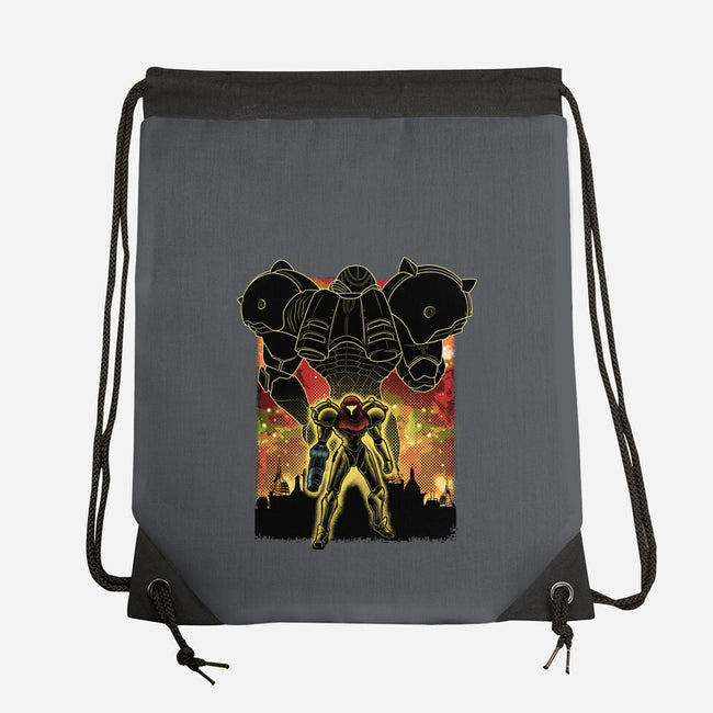 Space Hunter Line-art Shadow Nebula-None-Drawstring-Bag-Astrobot Invention