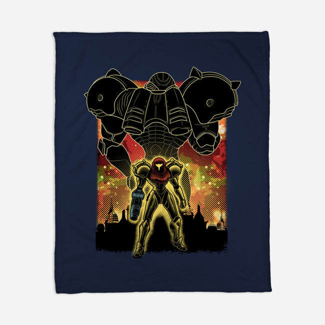 Space Hunter Line-art Shadow Nebula-None-Fleece-Blanket-Astrobot Invention