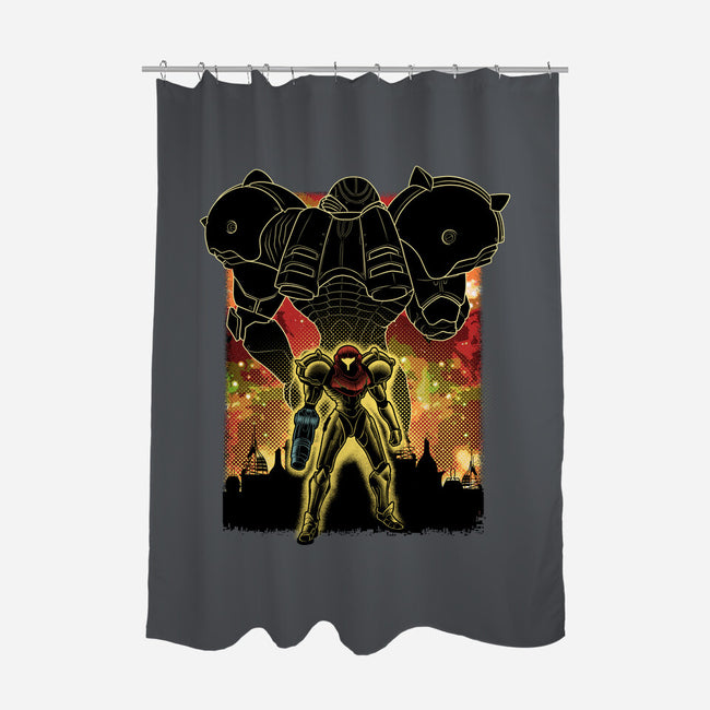 Space Hunter Line-art Shadow Nebula-None-Polyester-Shower Curtain-Astrobot Invention