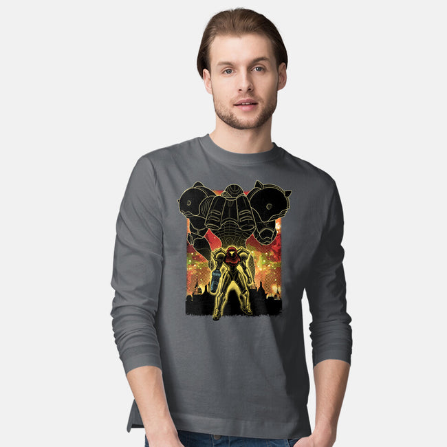 Space Hunter Line-art Shadow Nebula-Mens-Long Sleeved-Tee-Astrobot Invention