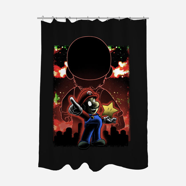 Plumber Lineart Shadow Nebula-None-Polyester-Shower Curtain-Astrobot Invention