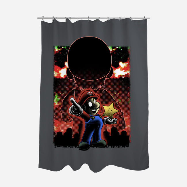 Plumber Lineart Shadow Nebula-None-Polyester-Shower Curtain-Astrobot Invention
