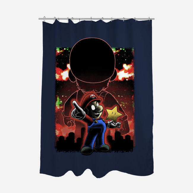 Plumber Lineart Shadow Nebula-None-Polyester-Shower Curtain-Astrobot Invention