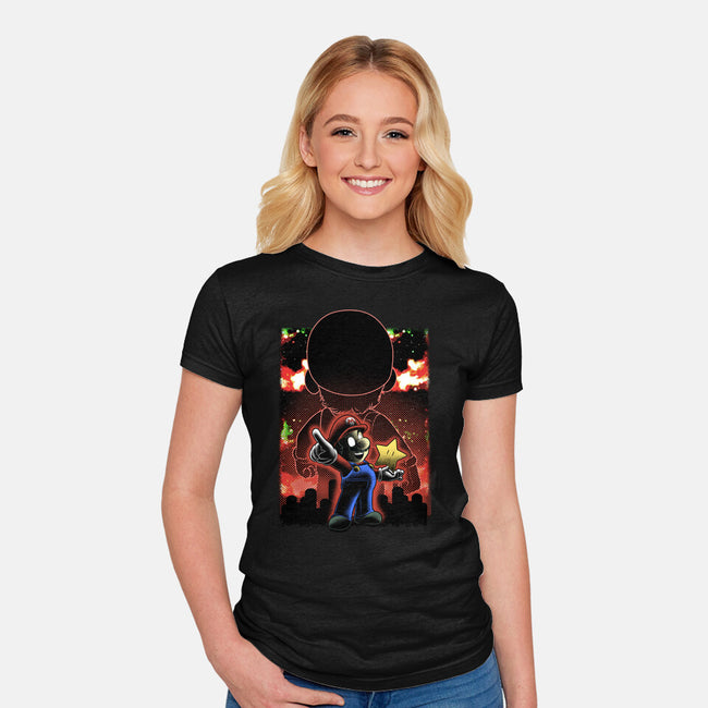 Plumber Lineart Shadow Nebula-Womens-Fitted-Tee-Astrobot Invention