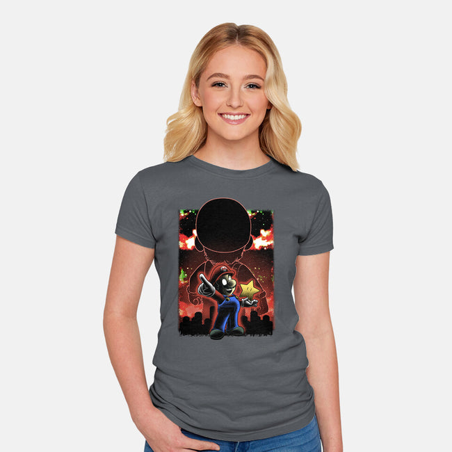 Plumber Lineart Shadow Nebula-Womens-Fitted-Tee-Astrobot Invention