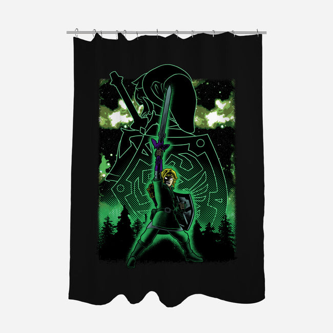 Link Lineart Shadow Nebula-None-Polyester-Shower Curtain-Astrobot Invention