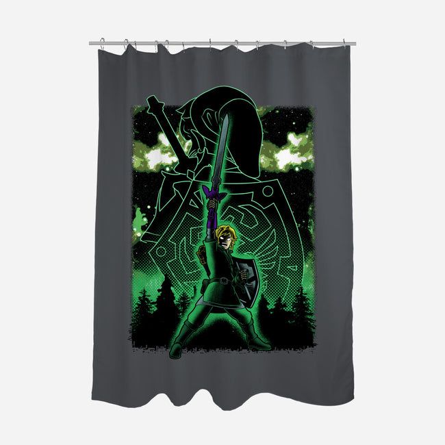 Link Lineart Shadow Nebula-None-Polyester-Shower Curtain-Astrobot Invention