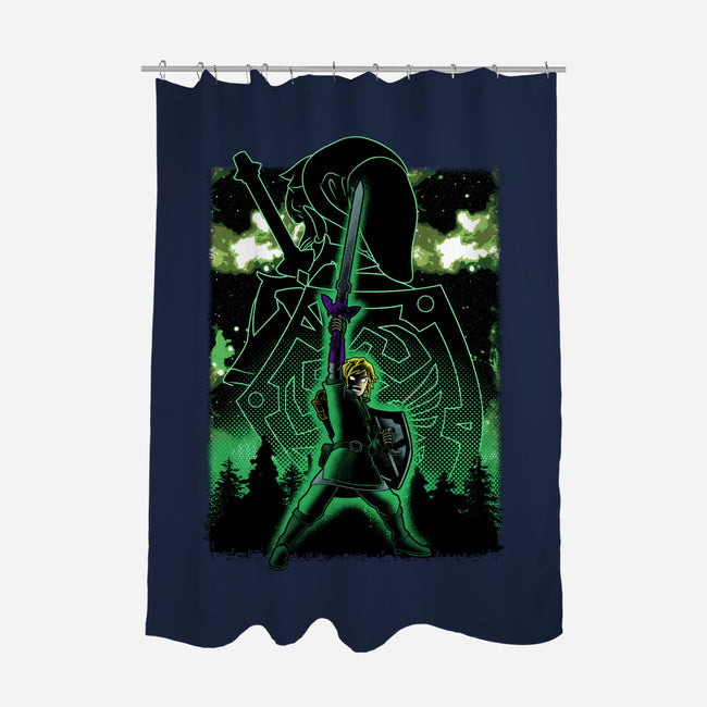 Link Lineart Shadow Nebula-None-Polyester-Shower Curtain-Astrobot Invention