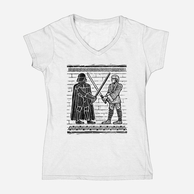 Galactic Glyph-Womens-V-Neck-Tee-glitchygorilla