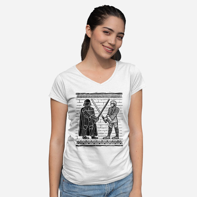 Galactic Glyph-Womens-V-Neck-Tee-glitchygorilla